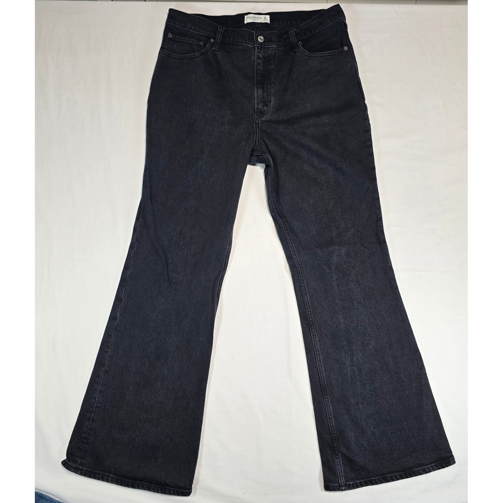 Abercrombie & Fitch The Vintage Flare High Rise‎ Jeans Black Washed Size 32 14R